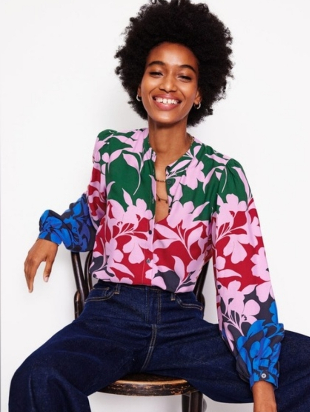 BODEN Theodora Floral Blouse Button Top Sz US 20-22
